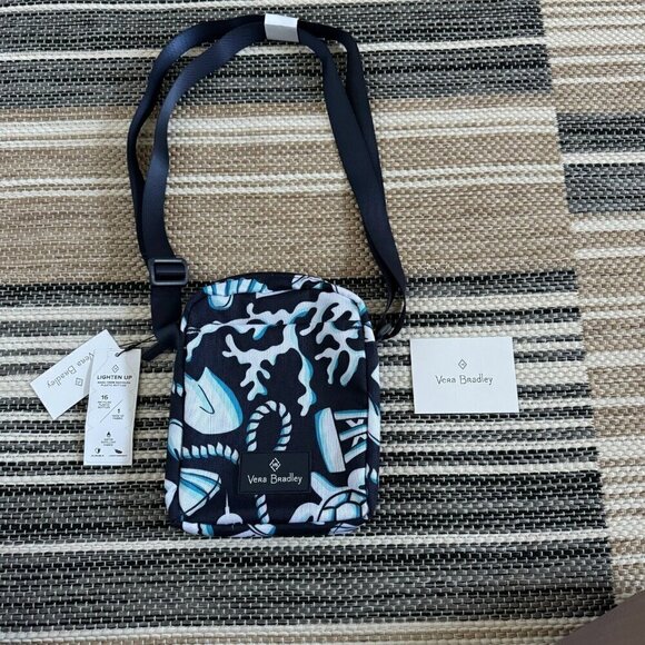 Vera Bradley Women Lighten Up RFID Mini Hipster Crossbody Bag Shore Enough Navy - Picture 1 of 11